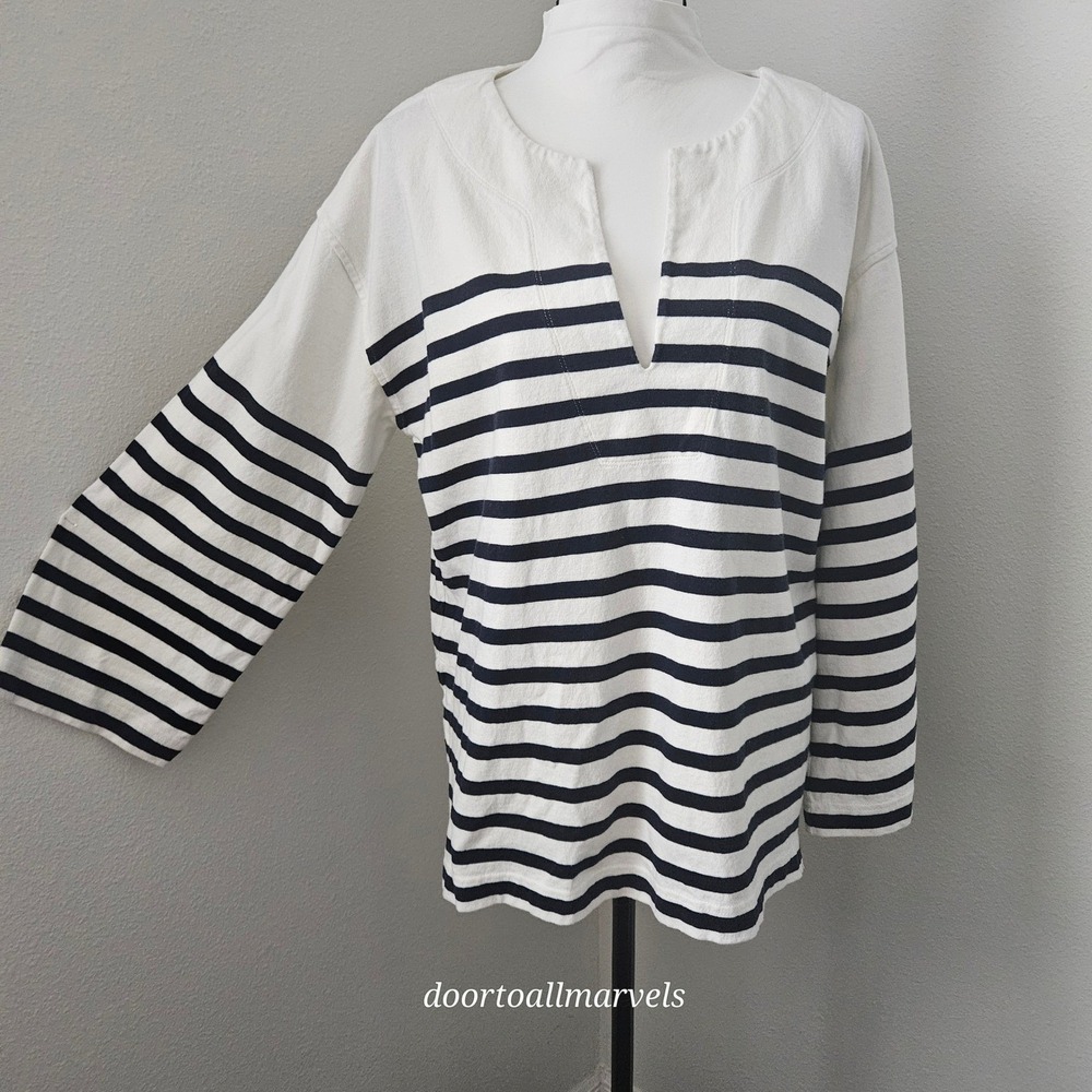 J. Crew Mariner Cloth Tunic 100% Cotton sz S Oversized Coastal Nautical
